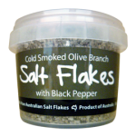 Cold Smoked Olive Branch Salt Flakes with Organic Black Pepper
